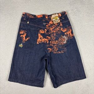 Vtg Akademiks Shorts Men’s 34 Blue Jorts Embroidered Tiger